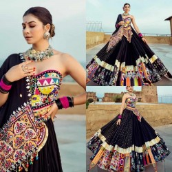 Black color heavy flair trendy navratri chaniya choli
